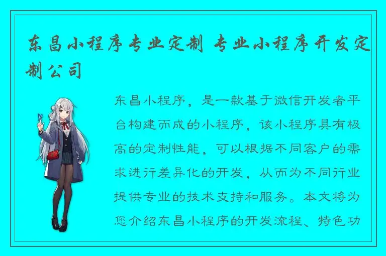 东昌小程序专业定制 专业小程序开发定制公司