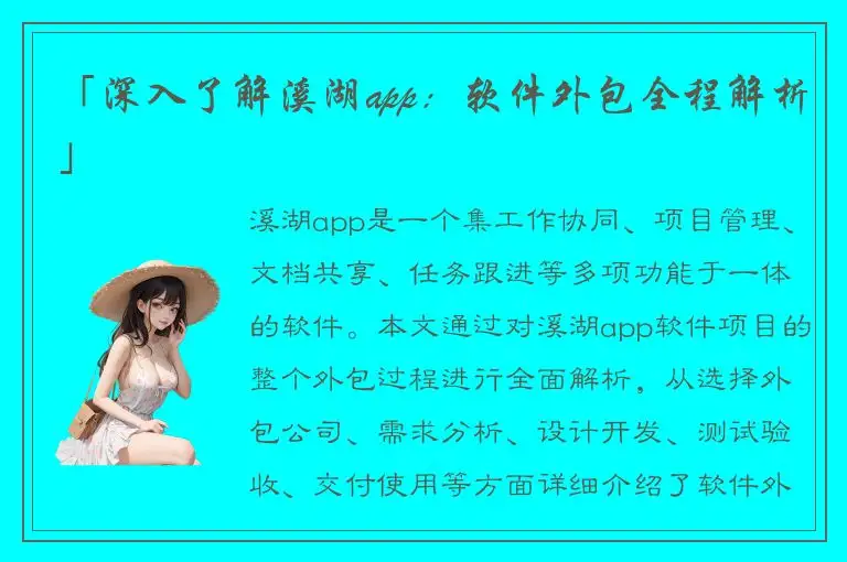 「深入了解溪湖app：软件外包全程解析」