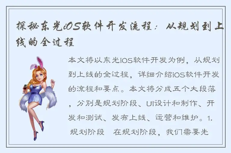 探秘东光iOS软件开发流程：从规划到上线的全过程