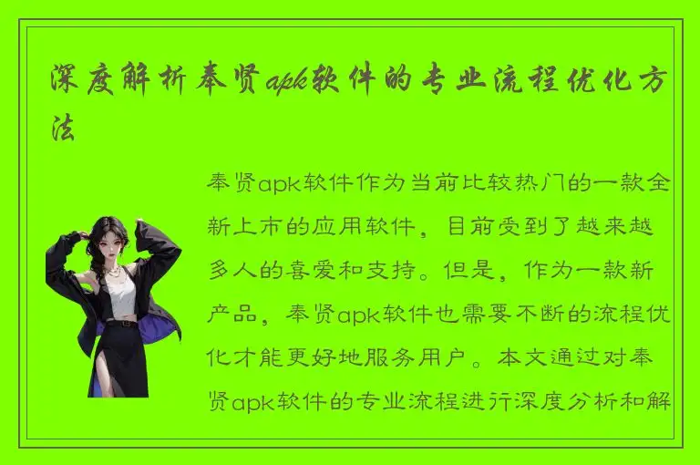 深度解析奉贤apk软件的专业流程优化方法