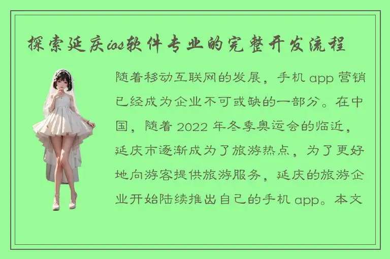探索延庆ios软件专业的完整开发流程