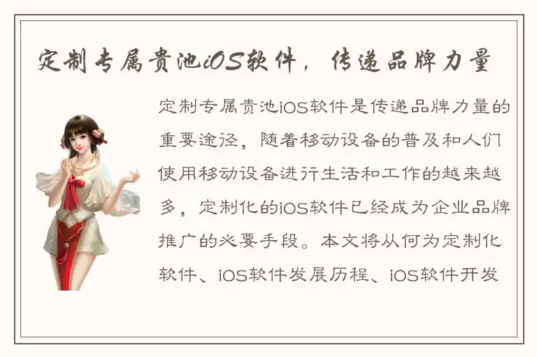 定制专属贵池iOS软件，传递品牌力量