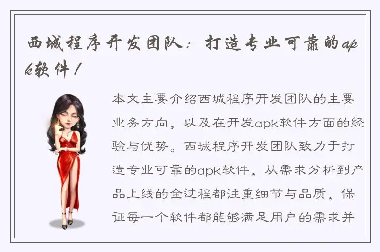 西城程序开发团队：打造专业可靠的apk软件！