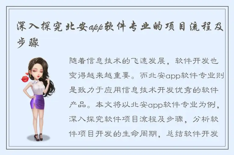 深入探究北安app软件专业的项目流程及步骤