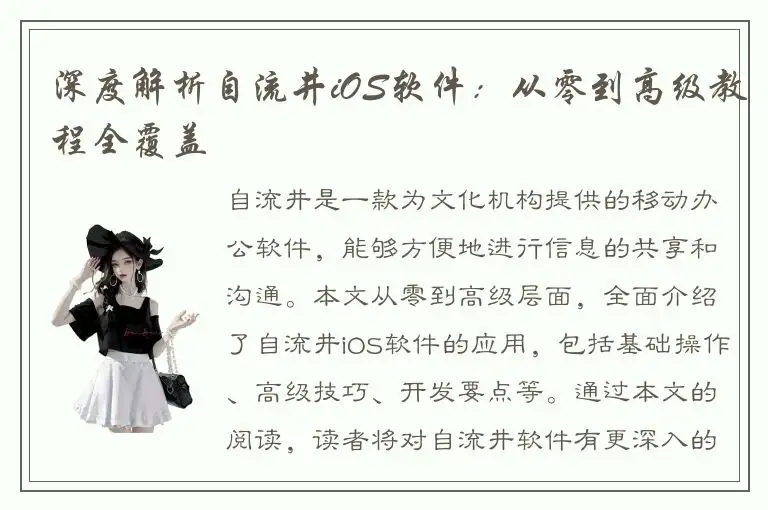 深度解析自流井iOS软件：从零到高级教程全覆盖