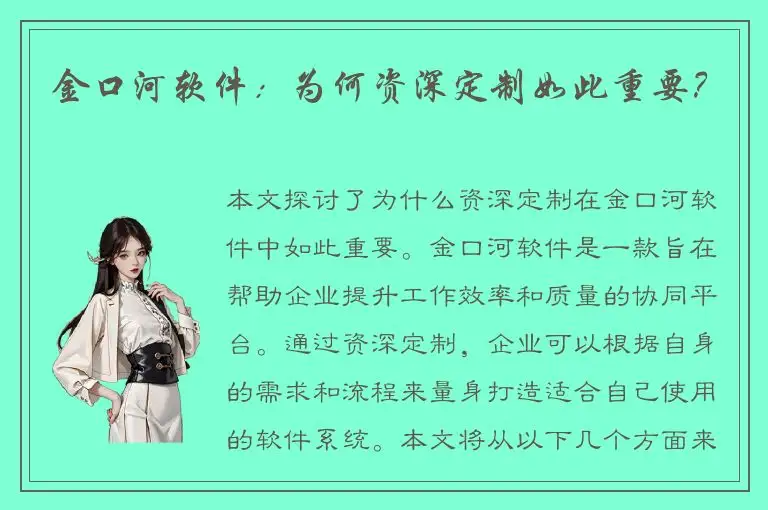 金口河软件：为何资深定制如此重要？
