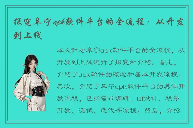 探究阜宁apk软件平台的全流程：从开发到上线