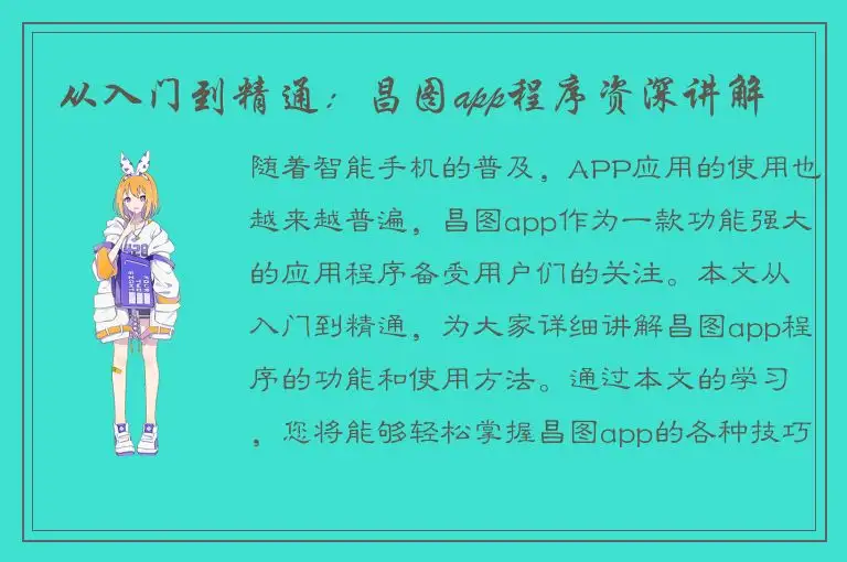 从入门到精通：昌图app程序资深讲解