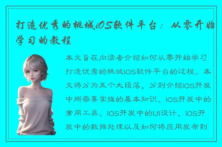 打造优秀的桃城iOS软件平台：从零开始学习的教程