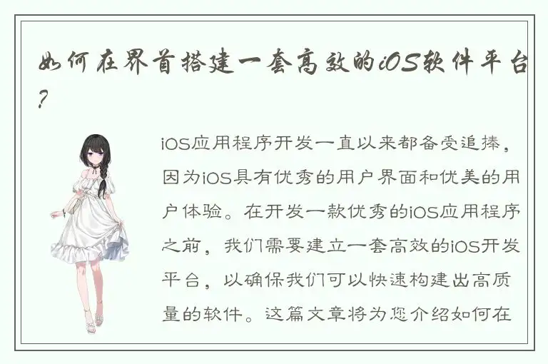 如何在界首搭建一套高效的iOS软件平台？