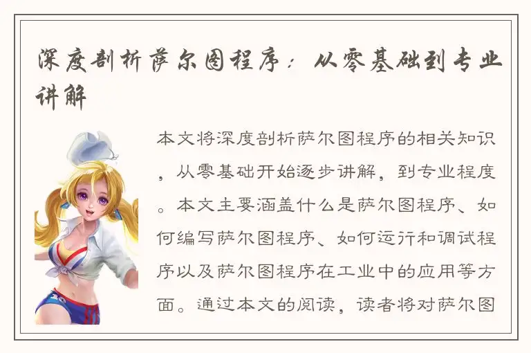 深度剖析萨尔图程序：从零基础到专业讲解