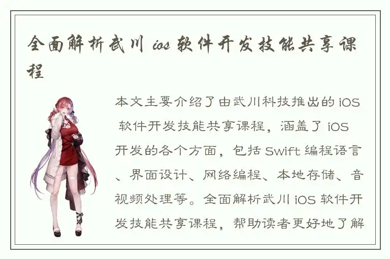 全面解析武川 ios 软件开发技能共享课程