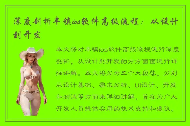 深度剖析丰镇ios软件高级流程：从设计到开发