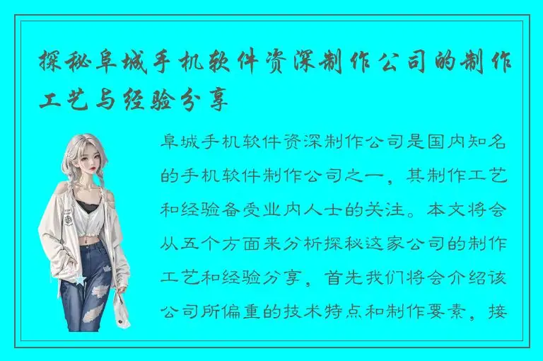 探秘阜城手机软件资深制作公司的制作工艺与经验分享