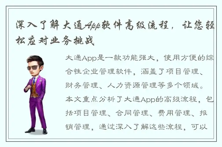 深入了解大通App软件高级流程，让您轻松应对业务挑战