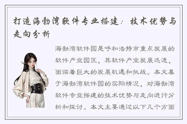 打造海勃湾软件专业搭建：技术优势与走向分析
