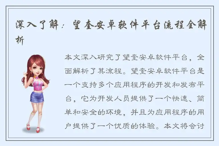 深入了解：望奎安卓软件平台流程全解析