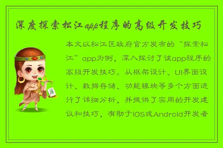 深度探索松江app程序的高级开发技巧