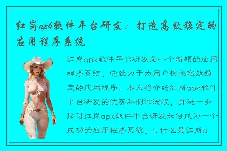 红岗apk软件平台研发：打造高效稳定的应用程序系统