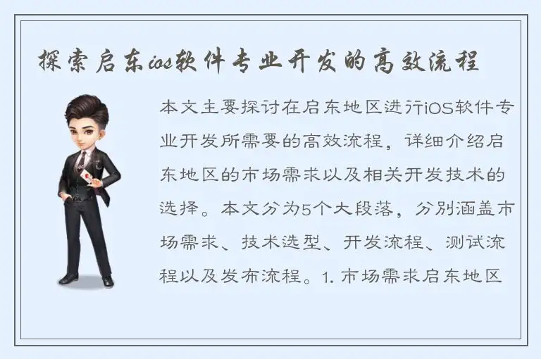 探索启东ios软件专业开发的高效流程