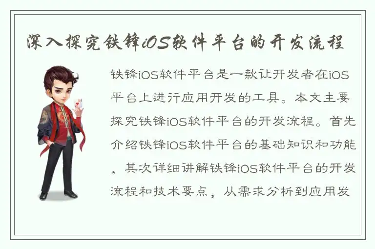 深入探究铁锋iOS软件平台的开发流程