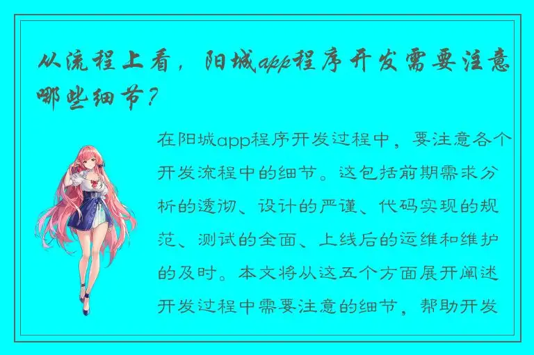 从流程上看，阳城app程序开发需要注意哪些细节？