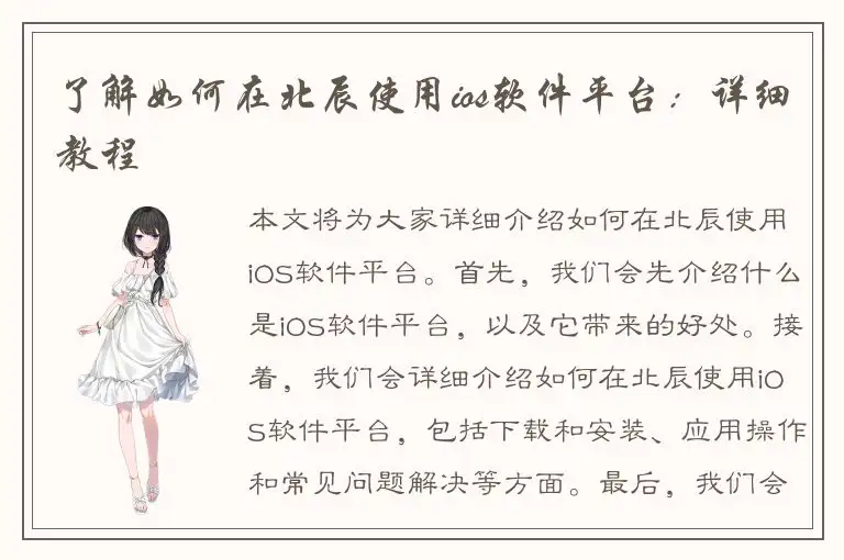 了解如何在北辰使用ios软件平台：详细教程