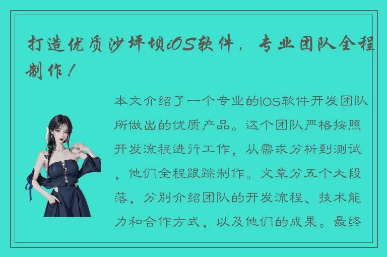 打造优质沙坪坝iOS软件，专业团队全程制作！