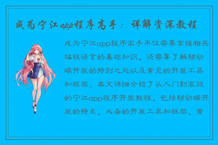 成为宁江app程序高手：详解资深教程