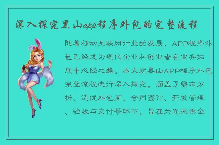 深入探究黑山app程序外包的完整流程