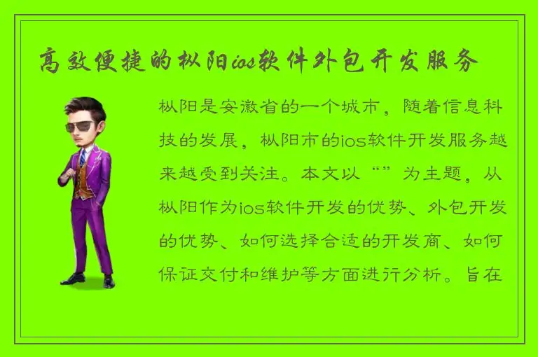 高效便捷的枞阳ios软件外包开发服务