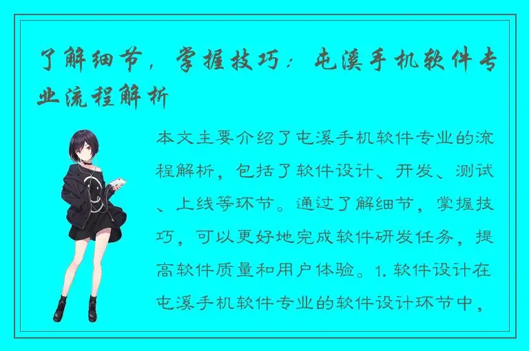 了解细节，掌握技巧：屯溪手机软件专业流程解析