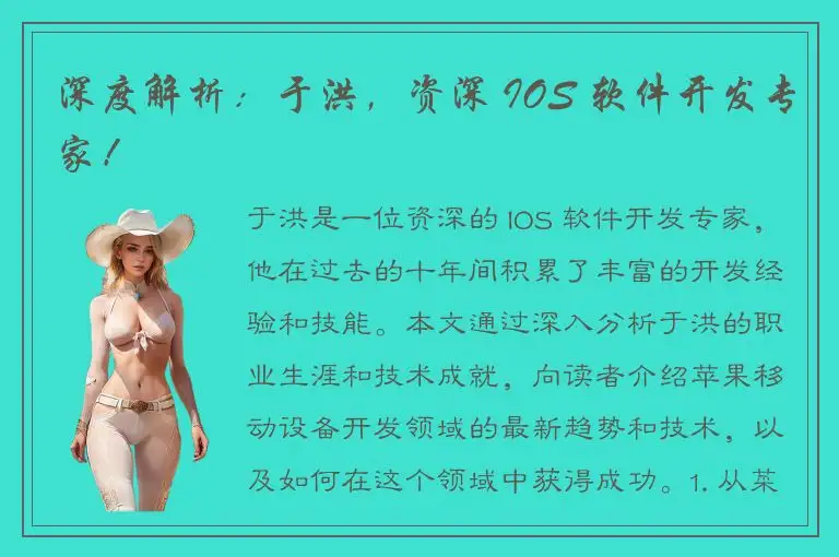 深度解析：于洪，资深 IOS 软件开发专家！