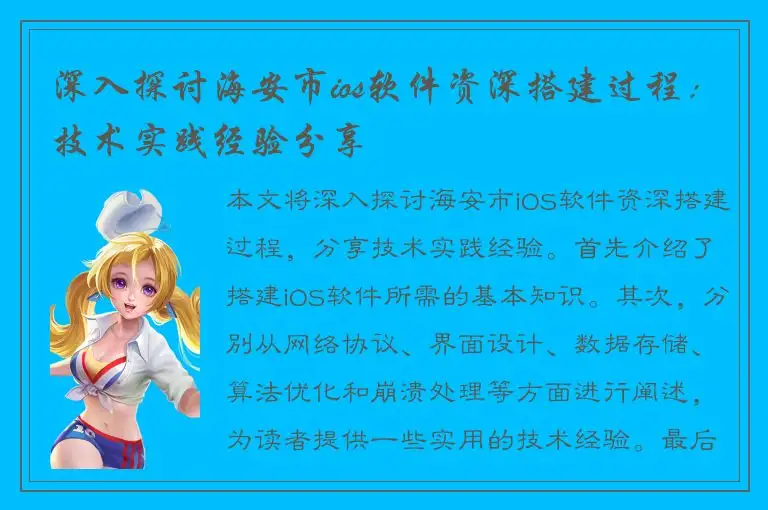 深入探讨海安市ios软件资深搭建过程：技术实践经验分享