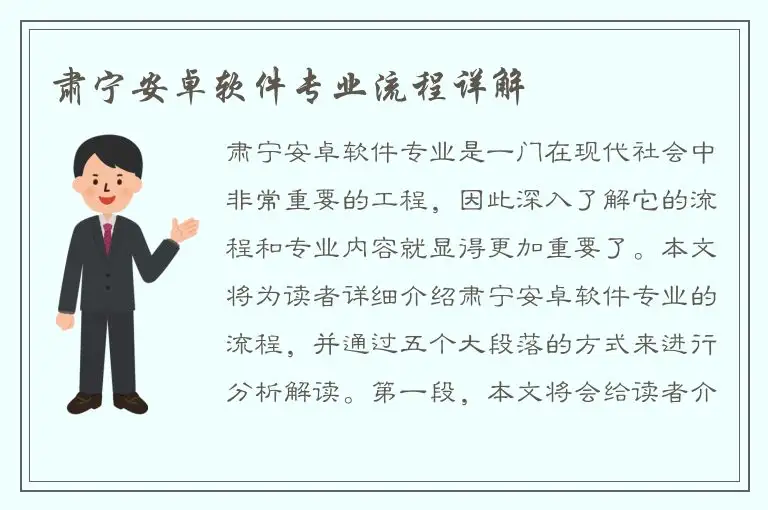 肃宁安卓软件专业流程详解