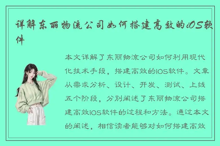 详解东丽物流公司如何搭建高效的iOS软件