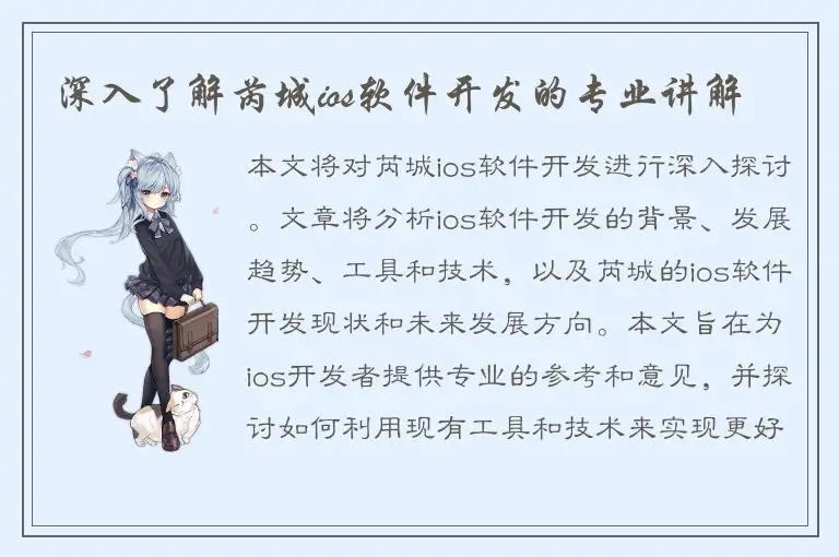 深入了解芮城ios软件开发的专业讲解