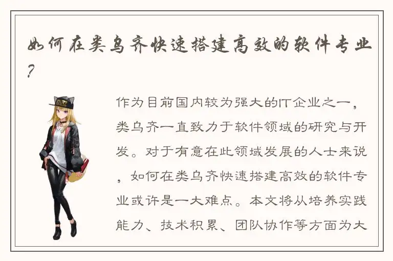 如何在类乌齐快速搭建高效的软件专业？