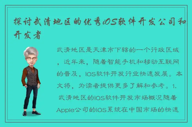 探讨武清地区的优秀iOS软件开发公司和开发者