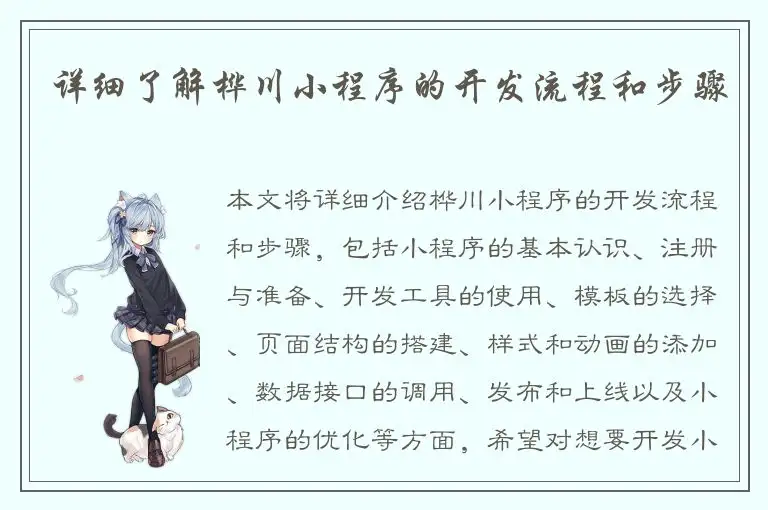 详细了解桦川小程序的开发流程和步骤