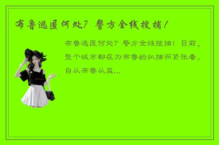 布鲁逃匿何处？警方全线搜捕！