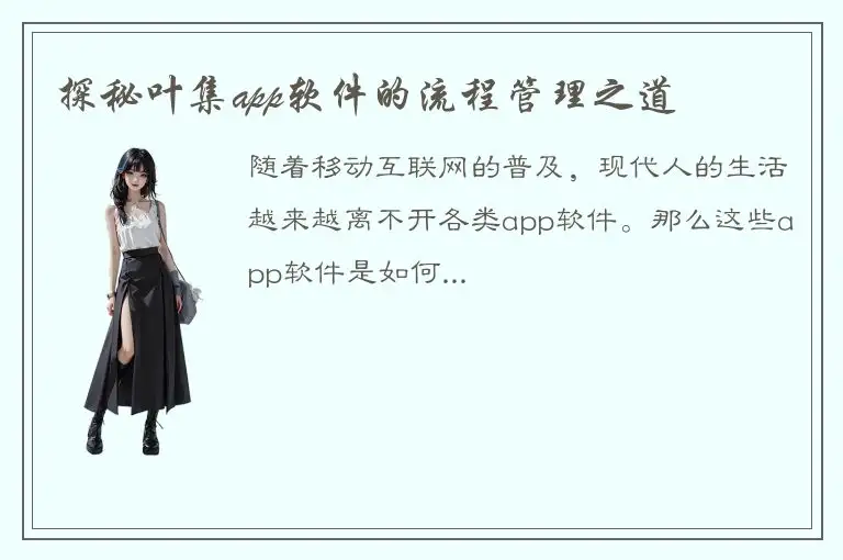 探秘叶集app软件的流程管理之道