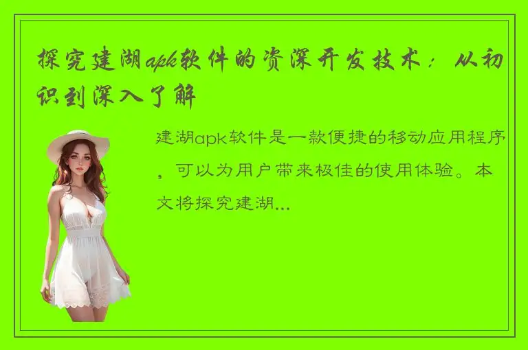 探究建湖apk软件的资深开发技术：从初识到深入了解