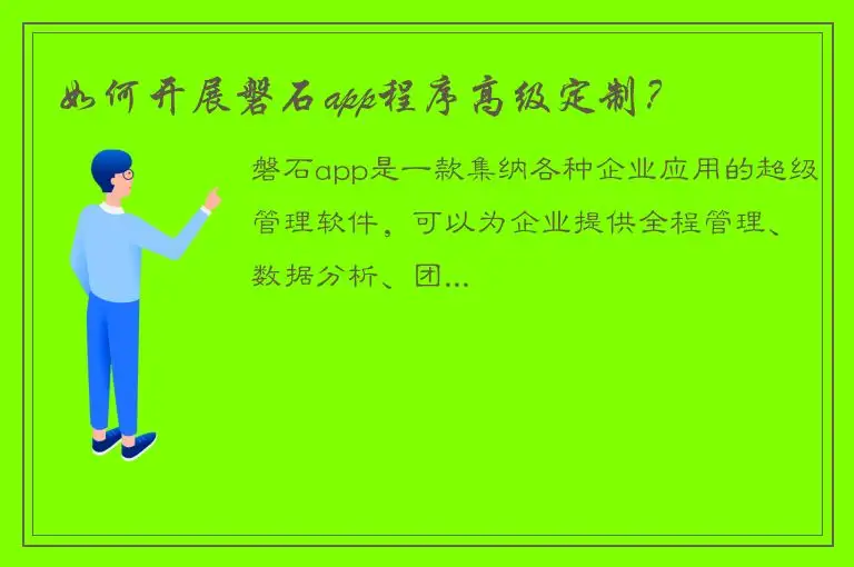 如何开展磐石app程序高级定制？